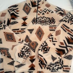 Aztec Print Fleece Pullover